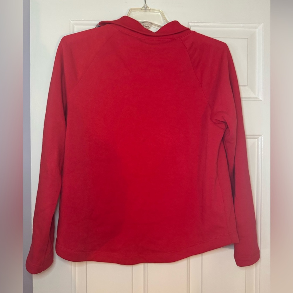 J. Crew factory red jeweled mock neck tartan plaid sweatshirt - Picture 3 of 8